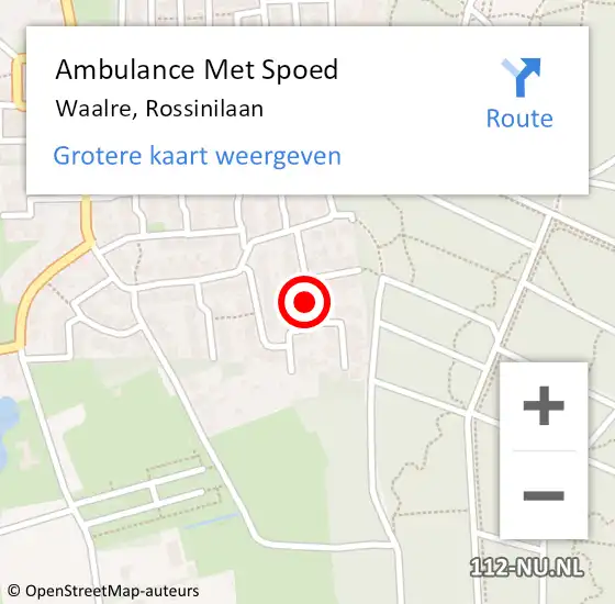 Locatie op kaart van de 112 melding: Ambulance Met Spoed Naar Waalre, Rossinilaan op 1 augustus 2018 08:05