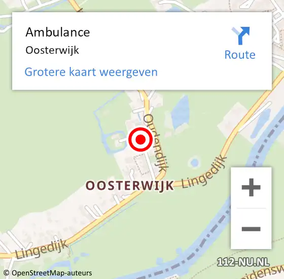 Locatie op kaart van de 112 melding: Ambulance Oosterwijk op 1 augustus 2018 08:31