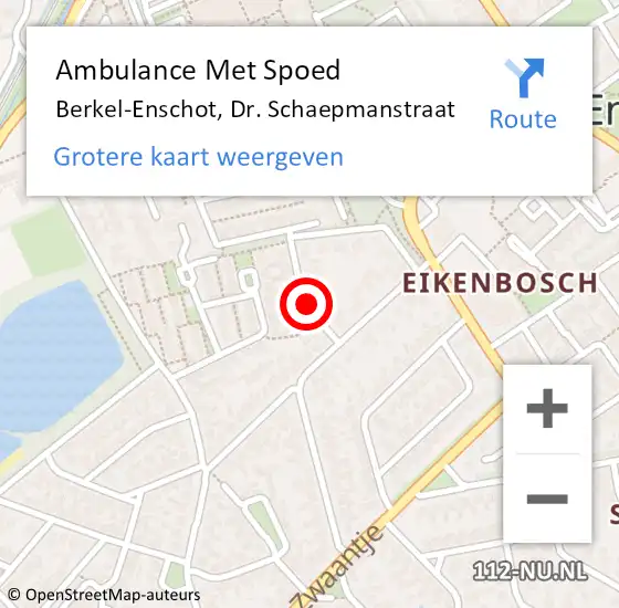 Locatie op kaart van de 112 melding: Ambulance Met Spoed Naar Berkel-Enschot, Dr. Schaepmanstraat op 1 augustus 2018 09:50