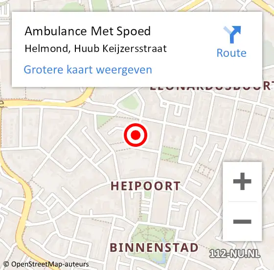 Locatie op kaart van de 112 melding: Ambulance Met Spoed Naar Helmond, Huub Keijzersstraat op 1 augustus 2018 10:48