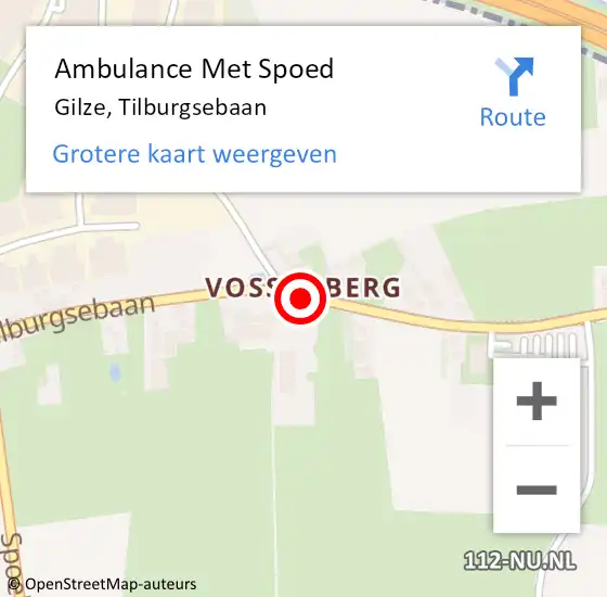 Locatie op kaart van de 112 melding: Ambulance Met Spoed Naar Gilze, Tilburgsebaan op 1 augustus 2018 11:56