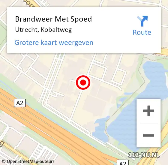 Locatie op kaart van de 112 melding: Brandweer Met Spoed Naar Utrecht, Kobaltweg op 1 augustus 2018 14:09