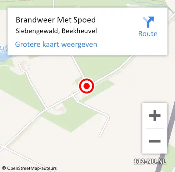 Locatie op kaart van de 112 melding: Brandweer Met Spoed Naar Siebengewald, Beekheuvel op 1 augustus 2018 14:18