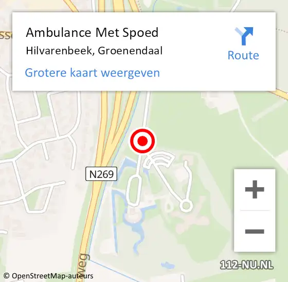 Locatie op kaart van de 112 melding: Ambulance Met Spoed Naar Hilvarenbeek, Groenendaal op 1 augustus 2018 16:03