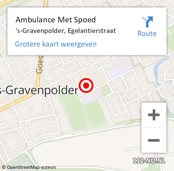 Locatie op kaart van de 112 melding: Ambulance Met Spoed Naar 's-Gravenpolder, Egelantierstraat op 1 augustus 2018 16:19