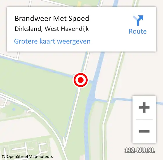 Locatie op kaart van de 112 melding: Brandweer Met Spoed Naar Dirksland, West Havendijk op 1 augustus 2018 22:44