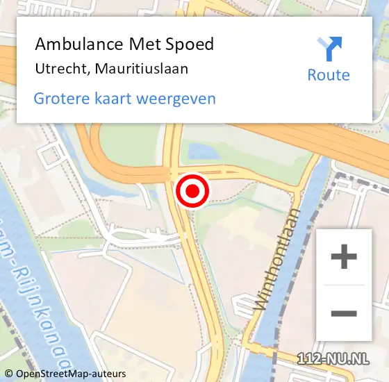 Locatie op kaart van de 112 melding: Ambulance Met Spoed Naar Utrecht, Mauritiuslaan op 1 augustus 2018 23:20