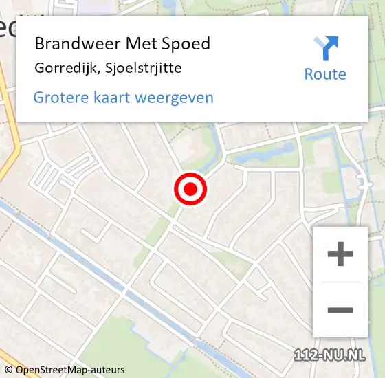 Locatie op kaart van de 112 melding: Brandweer Met Spoed Naar Gorredijk, Sjoelstrjitte op 1 augustus 2018 23:48