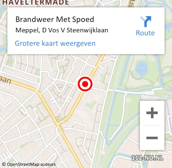 Locatie op kaart van de 112 melding: Brandweer Met Spoed Naar Meppel, D Vos V Steenwijklaan op 2 augustus 2018 00:28