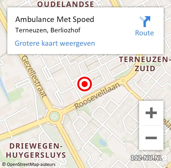 Locatie op kaart van de 112 melding: Ambulance Met Spoed Naar Terneuzen, Berliozhof op 2 augustus 2018 13:35