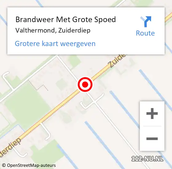 Locatie op kaart van de 112 melding: Brandweer Met Grote Spoed Naar Valthermond, Zuiderdiep op 2 augustus 2018 14:10