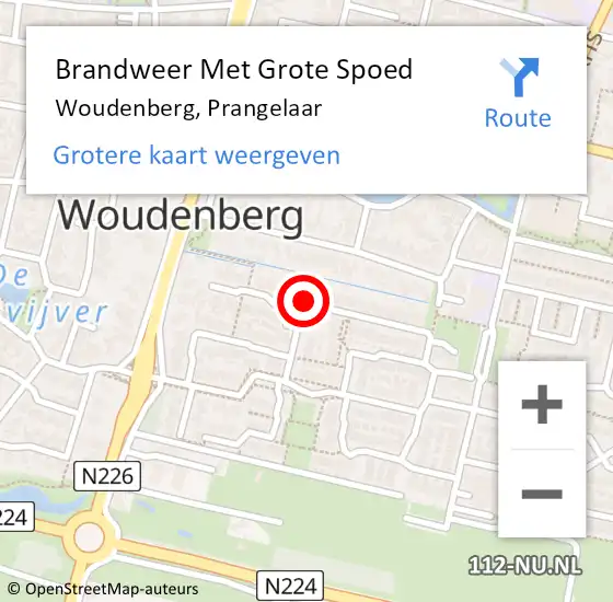 Locatie op kaart van de 112 melding: Brandweer Met Grote Spoed Naar Woudenberg, Prangelaar op 2 augustus 2018 15:43
