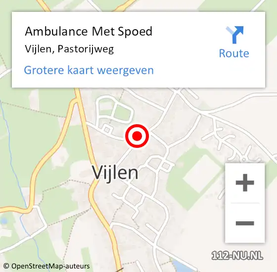 Locatie op kaart van de 112 melding: Ambulance Met Spoed Naar Vijlen, Pastorijweg op 2 augustus 2018 17:09