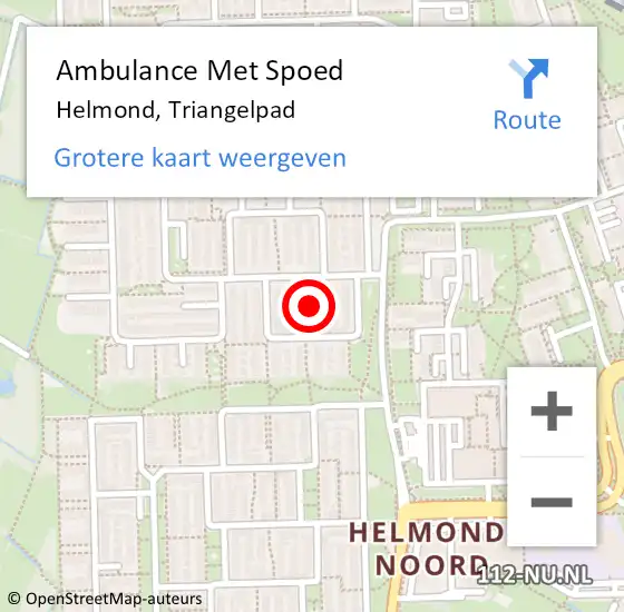 Locatie op kaart van de 112 melding: Ambulance Met Spoed Naar Helmond, Triangelpad op 2 augustus 2018 17:43