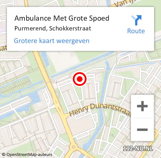 Locatie op kaart van de 112 melding: Ambulance Met Grote Spoed Naar Purmerend, Schokkerstraat op 2 augustus 2018 19:35
