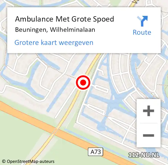 Locatie op kaart van de 112 melding: Ambulance Met Grote Spoed Naar Beuningen, Wilhelminalaan op 2 augustus 2018 20:23