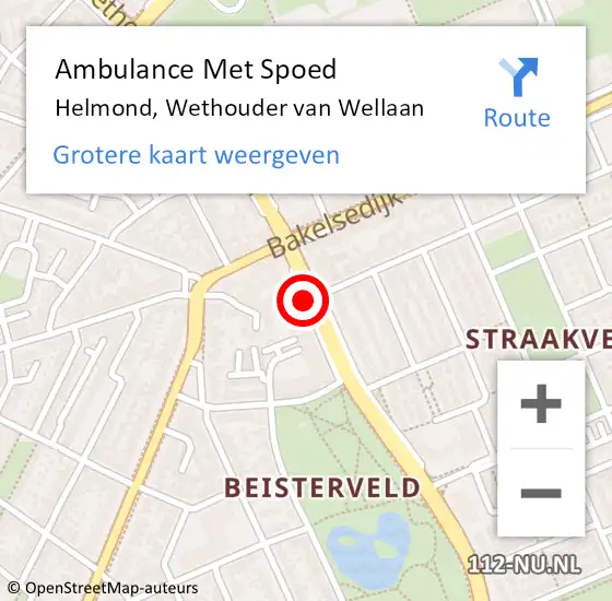 Locatie op kaart van de 112 melding: Ambulance Met Spoed Naar Helmond, Wethouder Van Wellaan op 2 augustus 2018 20:31