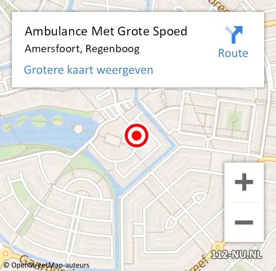 Locatie op kaart van de 112 melding: Ambulance Met Grote Spoed Naar Amersfoort, Regenboog op 2 augustus 2018 21:32