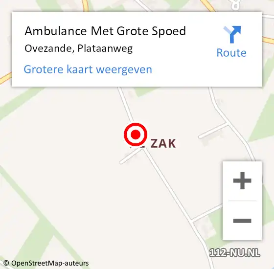 Locatie op kaart van de 112 melding: Ambulance Met Grote Spoed Naar Ovezande, Plataanweg op 3 augustus 2018 09:59