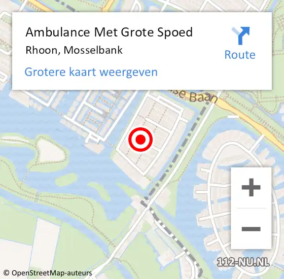 Locatie op kaart van de 112 melding: Ambulance Met Grote Spoed Naar Rhoon, Mosselbank op 3 augustus 2018 10:04
