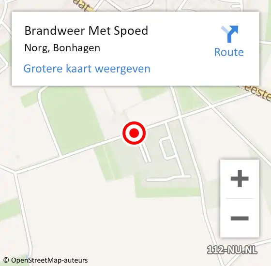 Locatie op kaart van de 112 melding: Brandweer Met Spoed Naar Norg, Bonhagen op 3 augustus 2018 11:07