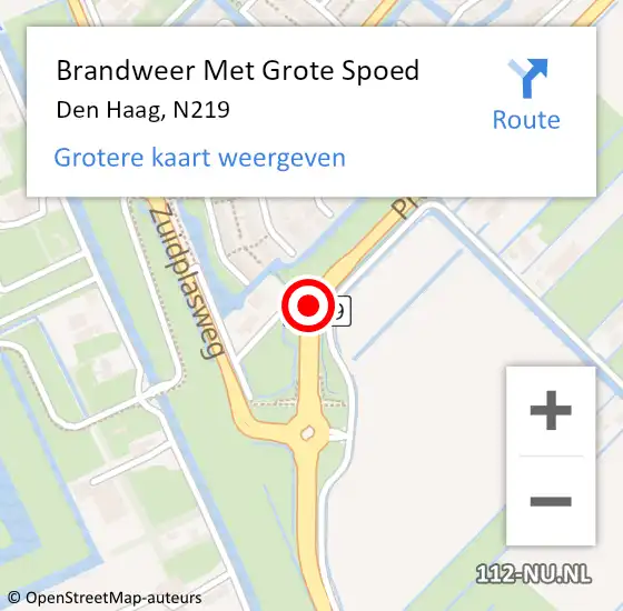 Locatie op kaart van de 112 melding: Brandweer Met Grote Spoed Naar Den Haag, N219 op 3 augustus 2018 14:46