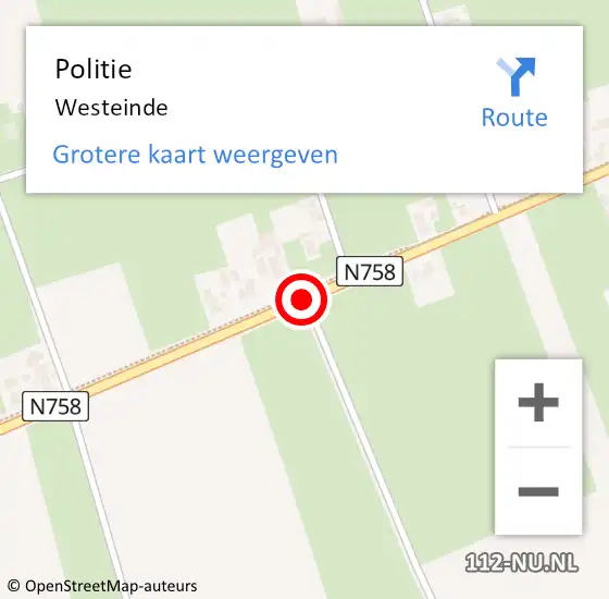 Locatie op kaart van de 112 melding: Politie Westeinde op 3 augustus 2018 15:50