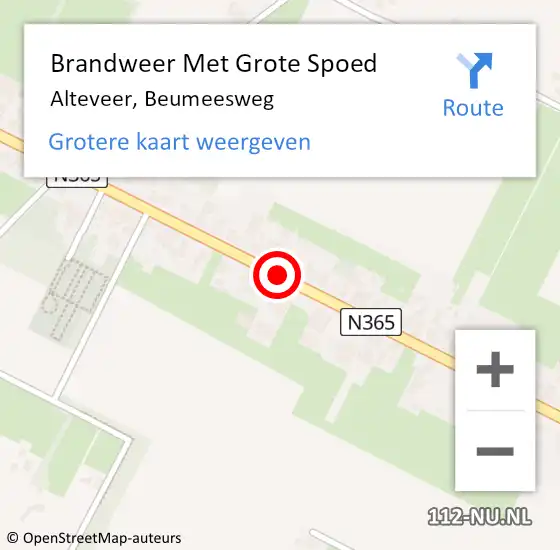 Locatie op kaart van de 112 melding: Brandweer Met Grote Spoed Naar Alteveer, Beumeesweg op 3 augustus 2018 17:01