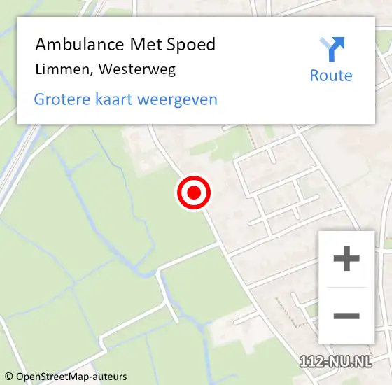 Locatie op kaart van de 112 melding: Ambulance Met Spoed Naar Limmen, Westerweg op 3 augustus 2018 20:55