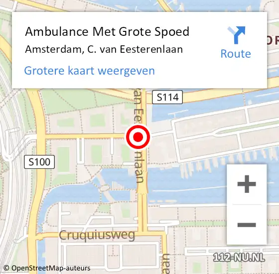 Locatie op kaart van de 112 melding: Ambulance Met Grote Spoed Naar Amsterdam, C. van Eesterenlaan op 4 augustus 2018 00:11