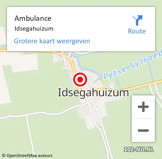 Locatie op kaart van de 112 melding: Ambulance Idsegahuizum op 4 augustus 2018 01:47