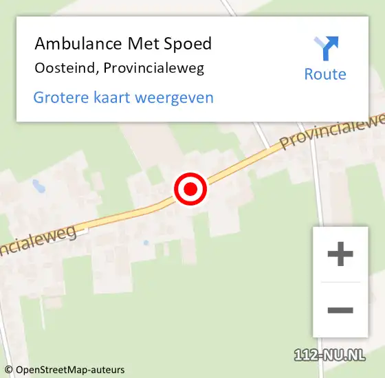 Locatie op kaart van de 112 melding: Ambulance Met Spoed Naar Oosteind, Provincialeweg op 4 augustus 2018 05:51
