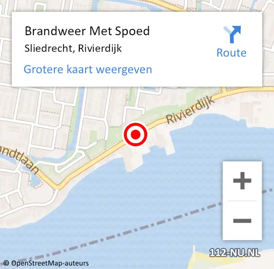 Locatie op kaart van de 112 melding: Brandweer Met Spoed Naar Sliedrecht, Rivierdijk op 4 augustus 2018 08:32