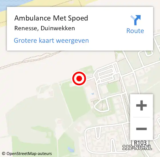 Locatie op kaart van de 112 melding: Ambulance Met Spoed Naar Renesse, Duinwekken op 4 augustus 2018 09:50