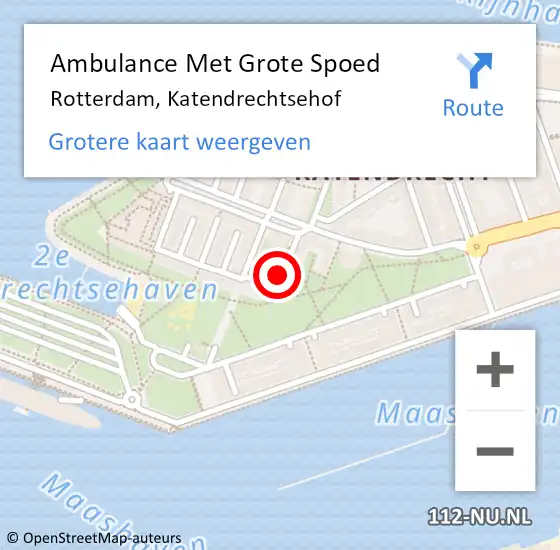 Locatie op kaart van de 112 melding: Ambulance Met Grote Spoed Naar Rotterdam, Katendrechtsehof op 4 augustus 2018 10:10