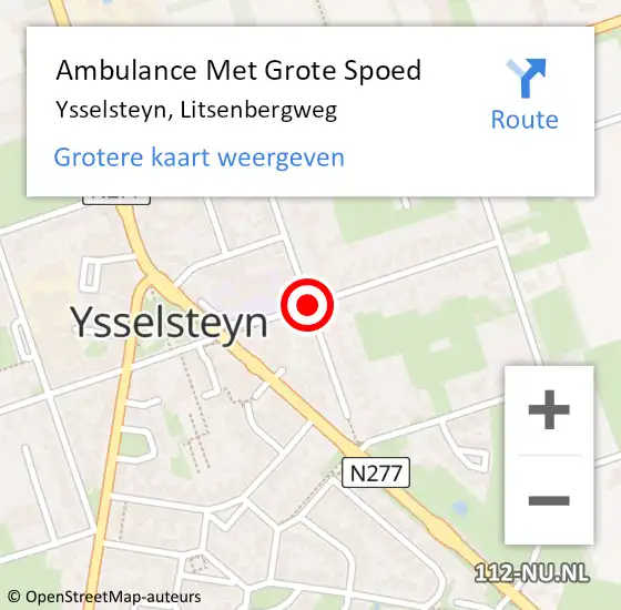 Locatie op kaart van de 112 melding: Ambulance Met Grote Spoed Naar Ysselsteyn, Litsenbergweg op 4 augustus 2018 10:37