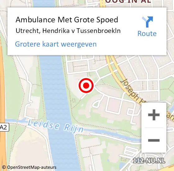 Locatie op kaart van de 112 melding: Ambulance Met Grote Spoed Naar Utrecht, Hendrika v Tussenbroekln op 4 augustus 2018 12:13