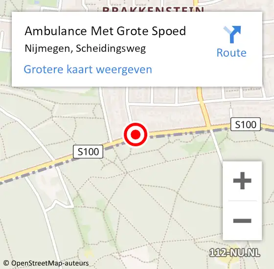 Locatie op kaart van de 112 melding: Ambulance Met Grote Spoed Naar Nijmegen, Scheidingsweg op 4 augustus 2018 12:16