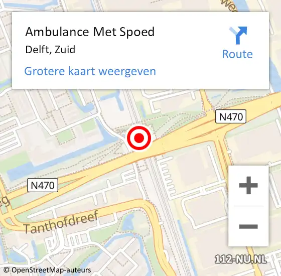 Locatie op kaart van de 112 melding: Ambulance Met Spoed Naar Delft, Zuid op 4 augustus 2018 16:01