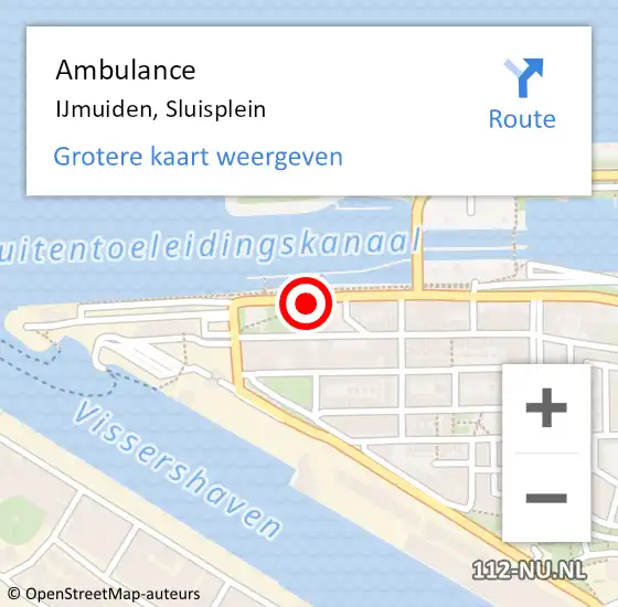 Locatie op kaart van de 112 melding: Ambulance IJmuiden, Sluisplein op 4 augustus 2018 18:25