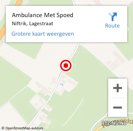 Locatie op kaart van de 112 melding: Ambulance Met Spoed Naar Niftrik, Lagestraat op 4 augustus 2018 20:47