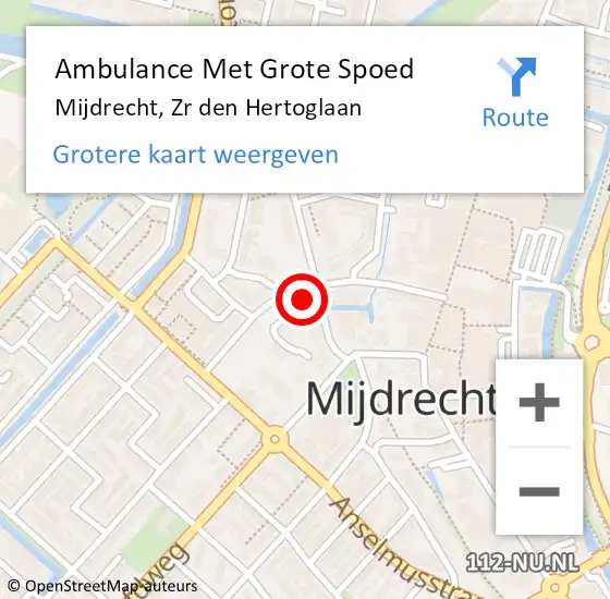 Locatie op kaart van de 112 melding: Ambulance Met Grote Spoed Naar Mijdrecht, Zr den Hertoglaan op 4 augustus 2018 20:50