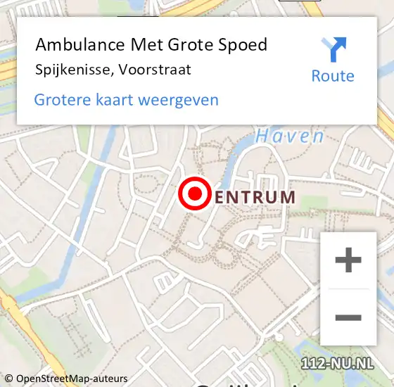 Locatie op kaart van de 112 melding: Ambulance Met Grote Spoed Naar Spijkenisse, Voorstraat op 5 augustus 2018 01:35