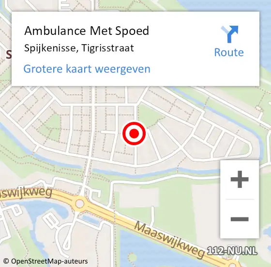 Locatie op kaart van de 112 melding: Ambulance Met Spoed Naar Spijkenisse, Tigrisstraat op 5 augustus 2018 04:24
