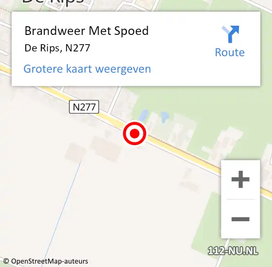 Locatie op kaart van de 112 melding: Brandweer Met Spoed Naar De Rips, N277 op 5 augustus 2018 08:42