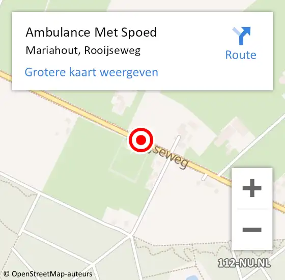 Locatie op kaart van de 112 melding: Ambulance Met Spoed Naar Mariahout, Rooijseweg op 5 augustus 2018 09:12