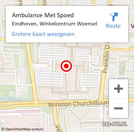 Locatie op kaart van de 112 melding: Ambulance Met Spoed Naar Eindhoven, Winkelcentrum Woensel op 5 augustus 2018 11:13