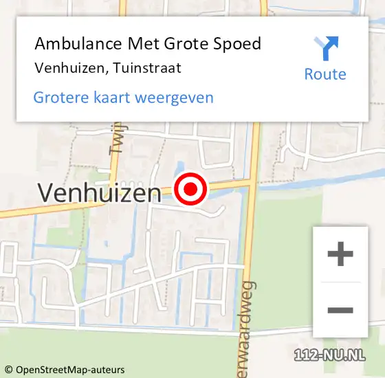 Locatie op kaart van de 112 melding: Ambulance Met Grote Spoed Naar Venhuizen, Tuinstraat op 5 augustus 2018 12:56