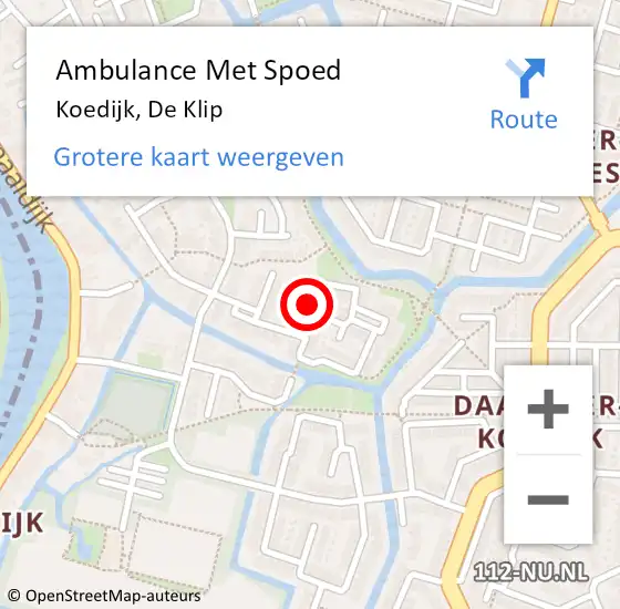Locatie op kaart van de 112 melding: Ambulance Met Spoed Naar Koedijk, De Klip op 5 augustus 2018 13:00