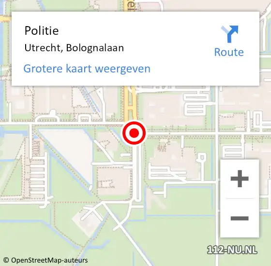 Locatie op kaart van de 112 melding: Politie Utrecht, Bolognalaan op 5 maart 2014 08:37